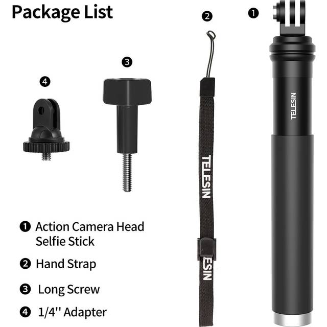 (a-Only Selfie stick) TELESIN For GoPro Selfie Stick Foldable Tripod Phone Holder Aluminum Alloy Monopod for DJI Action Insta360 Smartphone