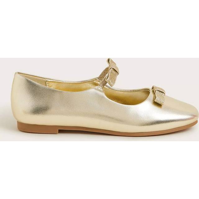 Monsoon Kids' Double Bow Ballerina Flat Shoes, Gold