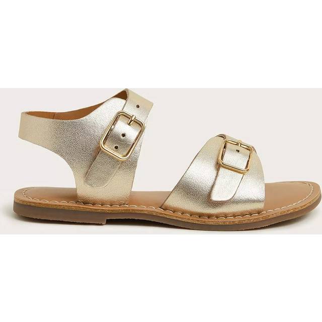 Monsoon Kids' Metallic Leather Buckle Strap Sandals, Gold