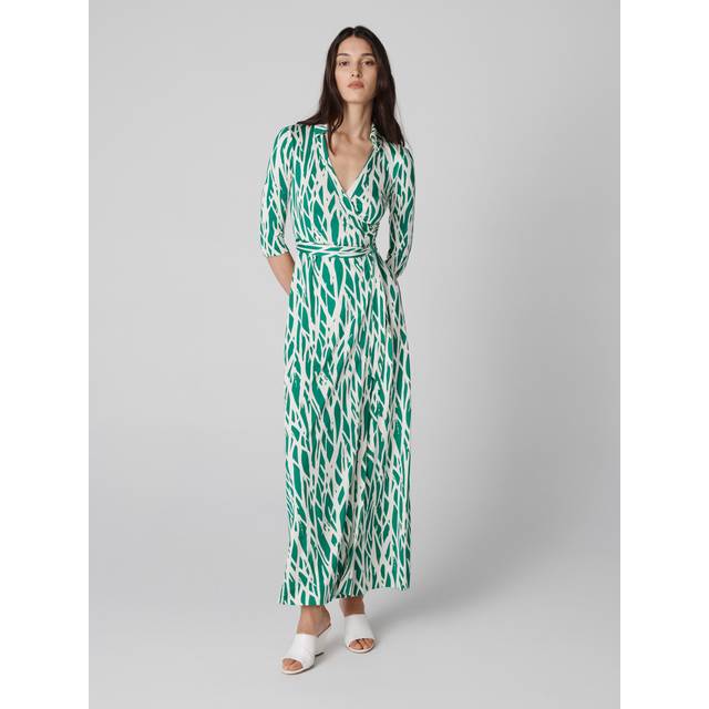 Abigail Abstract-Print Jersey Maxi Wrap Dress - TWIG GREEN - Large