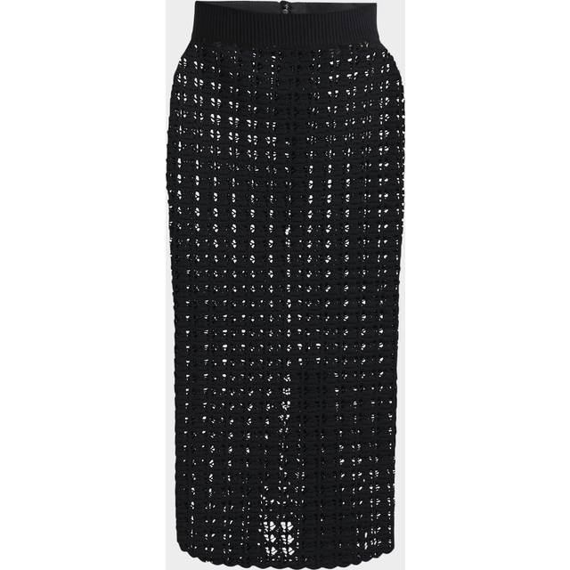 Crochet Pencil Midi Skirt - BLACK - 46 IT (10 US)