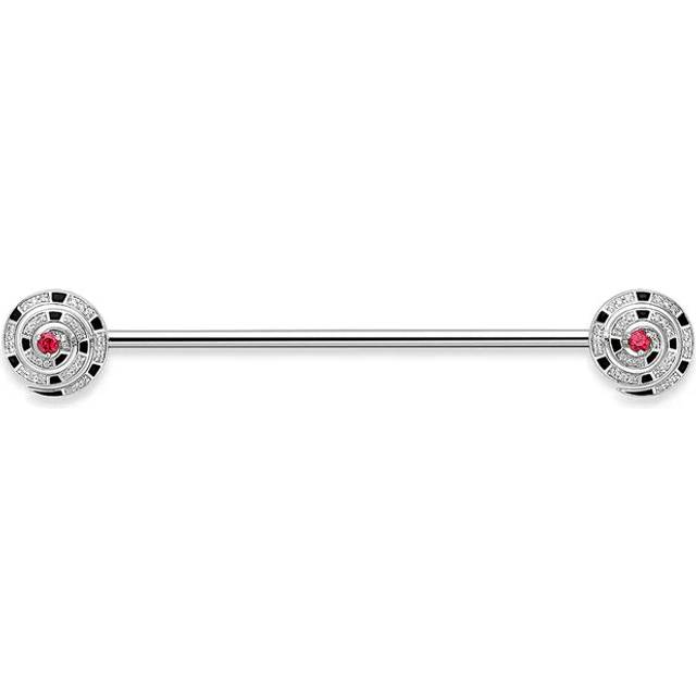 Faberge x Beetlejuice Beetlejuice 18ct White Gold Ruby Diamond Black Enamel Spiral Collar Bar
