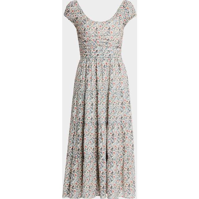 Marchella Printed Short-Sleeve Midi Dress - BOTANICAL BLUE MULTI - 0
