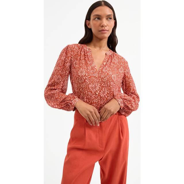 Veronica Beard Ashlynn Silk Blouse Dark Persimmon Multi - 6