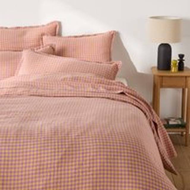 Acélie Lavender/Ochre Washed Linen Duvet Cover - SUPERKING (260X240cm)