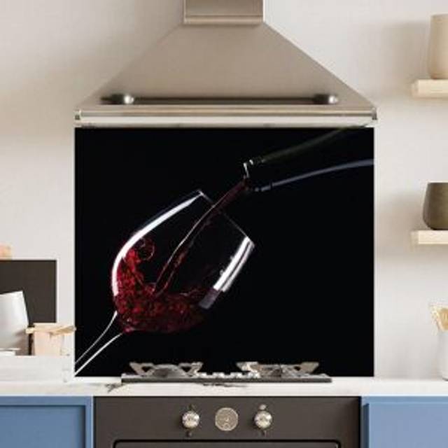 Premium 90cm x 75cm 6mm Glass Red Wine Kitchen Splashback Various Sizes Toughened - 90 cm - Multi - One Size