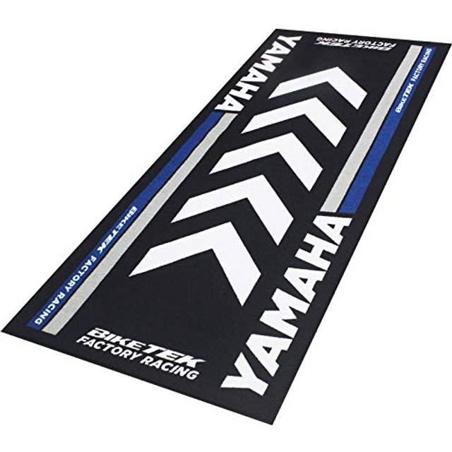 Biketek Garage Mat - Series 4 - Black / White / Blue, Yamaha, Black/blue/grey