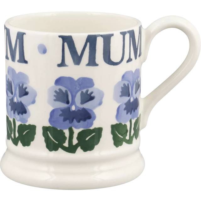 Emma Bridgewater Blue Pansies Mum Half Pint Earthenware Mug, 300ml
