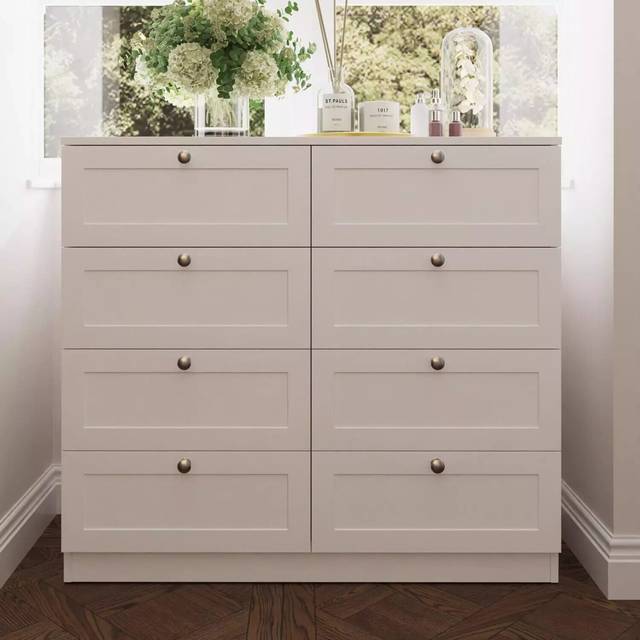 FWStyle Artus 8 Drawer White Panelled Chest of Drawers