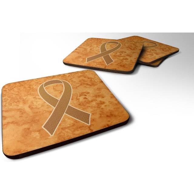 """""Caroline's Treasures AN1204FC Orange Ribbon for Leukemia Awareness Foam Coaster (Set of 4)  3.5"""""""" H x 3.5"""""""" W  Multicolor"""""