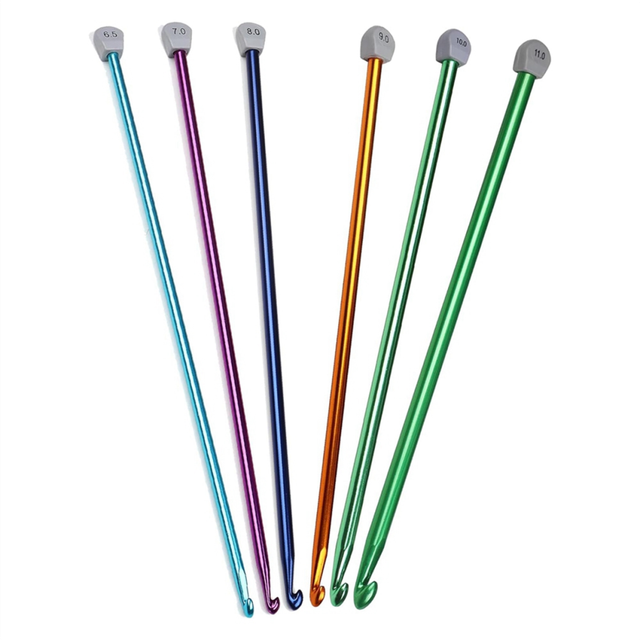 5 Size Extra Tunisian Long Crochet Hooks 6.5mm - 11.0 mm, Aluminum Afghan 13.78 Inches Needles