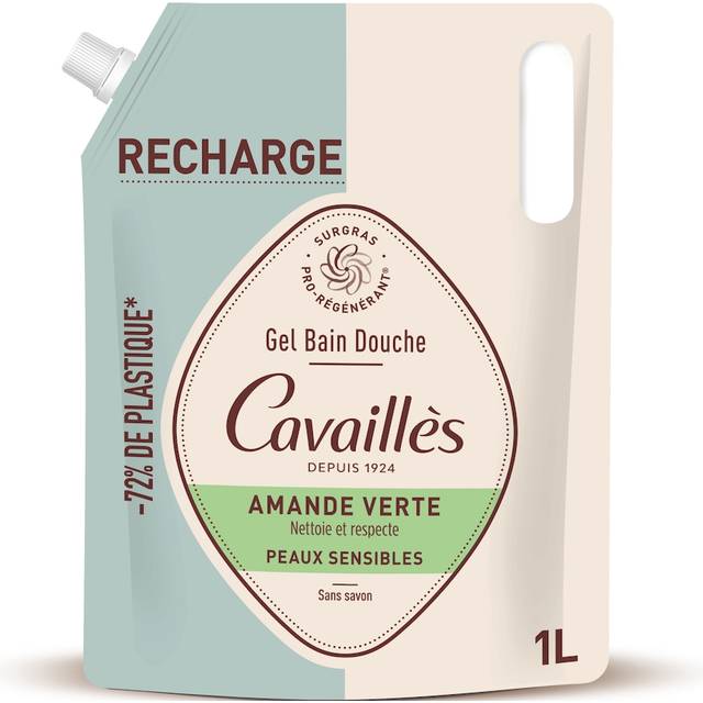 Cavaillès shower gel for sensitive skin green almond eco-refill 1 l