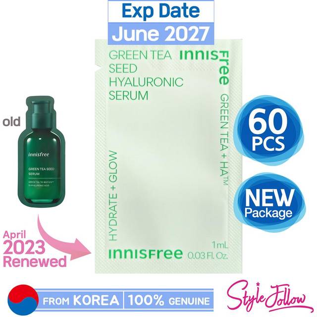 60pcs/60ml_[INNISFREE] Green Tea Seed Hyaluronic Serum 1ml (Sample Sachet) 1ml X 60pcs (60ml)