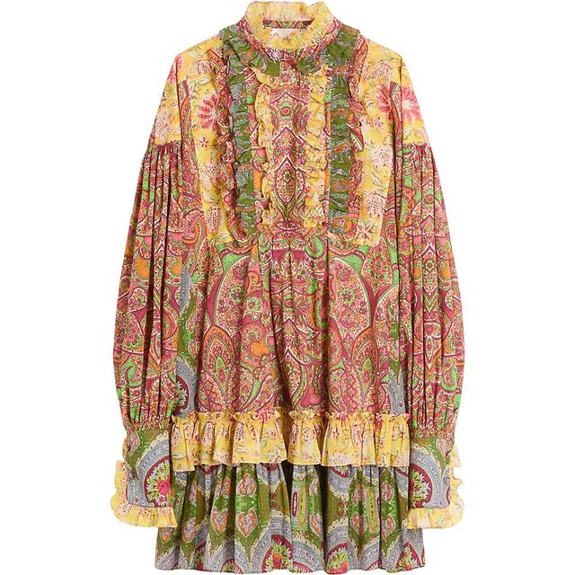 Valentino Short Dress In Voyage Imaginaire Cashmere Muslin Woman MULTICOLOUR 40