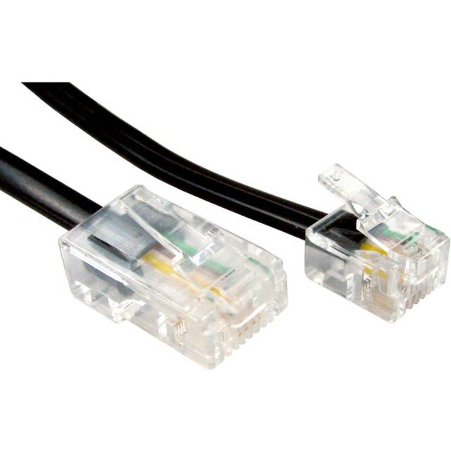 kenable RJ11 Male Plug to 4 wire RJ45 Male Plug Flat Cable Lead  1m BLACK