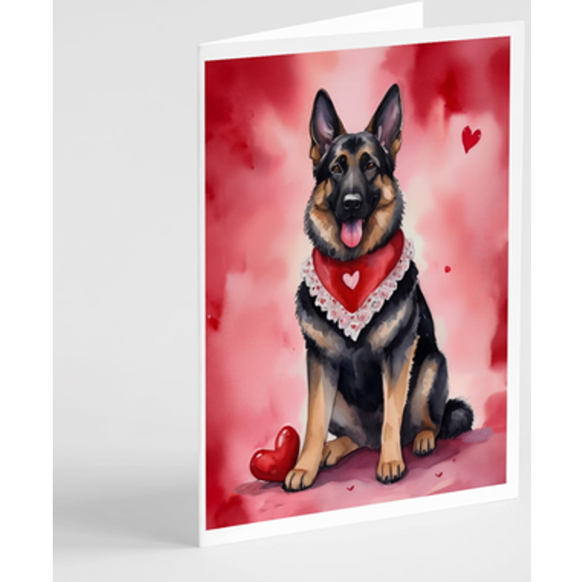 Caroline's Treasures DAC5346GCA7P German Shepherd My Valentine Greeting Cards Pack of 8 Blank Cards with Envelopes Whimsical A7 Size 5x7 Blank Note Ca