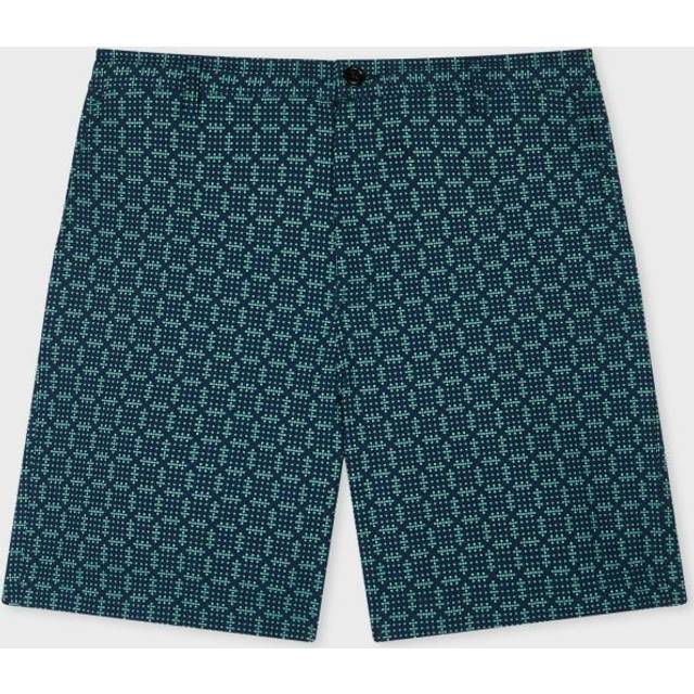 PS Paul Smith Navy Cross-Stitch Textured Jacquard Shorts Blue