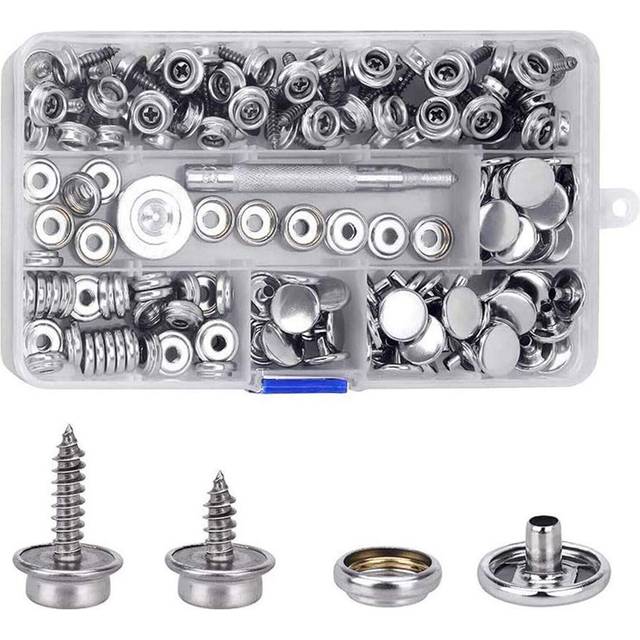 153 pcs snap button kit screw snaps fastener marine grade 3/8 5/8 socket