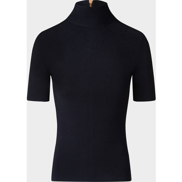 Fitted Knit Viscose-Blend Sweater - BLACK - 10