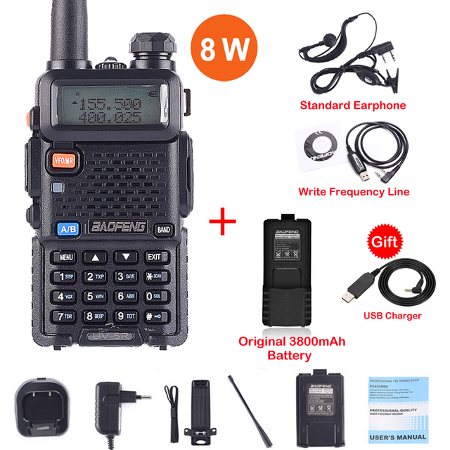 (Package 14) Real 8W UV-5R Walkie Talkie UV 5R High Power Amateur Ham CB Radio Station UV5R 8W  Dual Band Transceiver