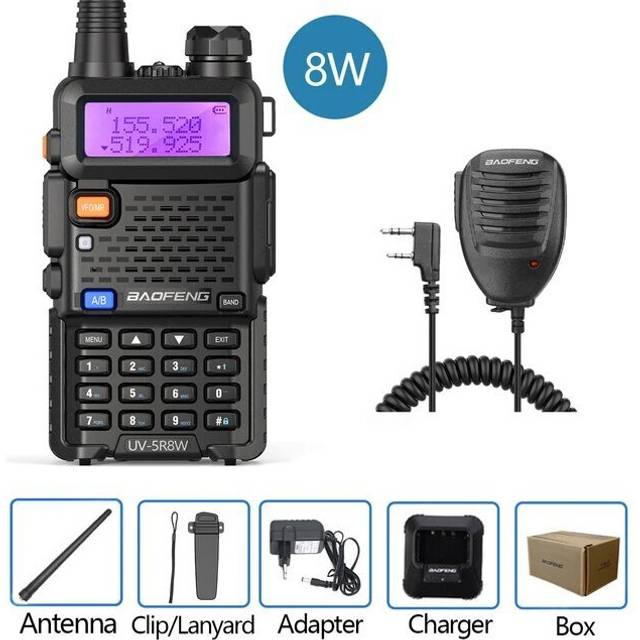 (8WUV-5R-M) Walkie Talkie UV Dual Band Ham Two Way Radio Vhf Uhf FM Radio Handheld Transceiver Jagen 16KM