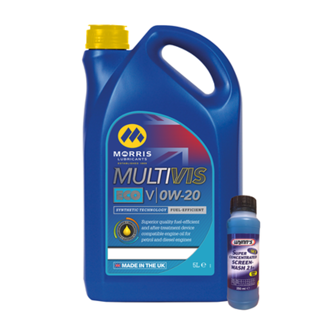 MORRIS 0W-20 Fully Synthetic Engine Oil 5L ACEA C5 C6 API SP SN + Screen Wash