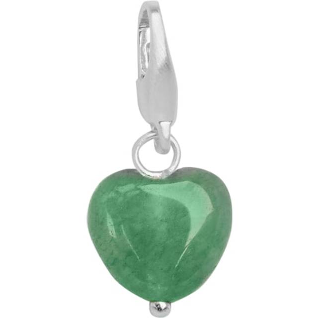 Soft Heart Sterling Sølv Charm fra byBiehl med Grøn Agat