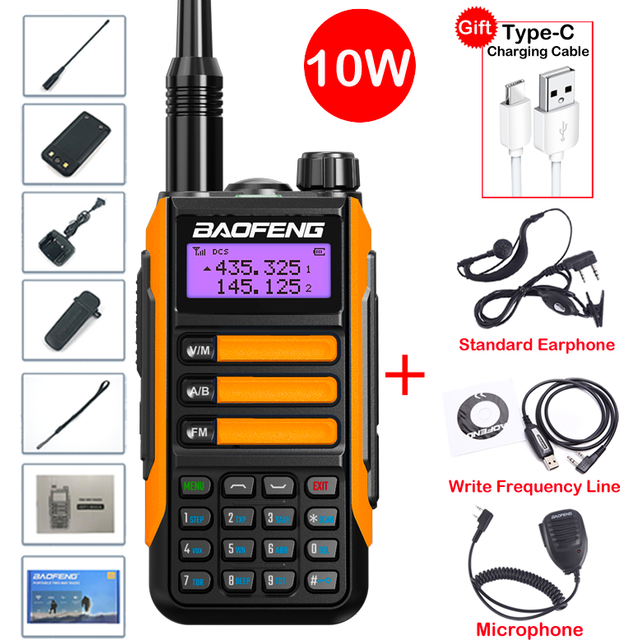 (Orange-Package 6) UV-16 Max IP68 Waterproof Walkie Talkie Dual Band High Power CB Radio Vhf Uhf CB Ham Radio Long Range