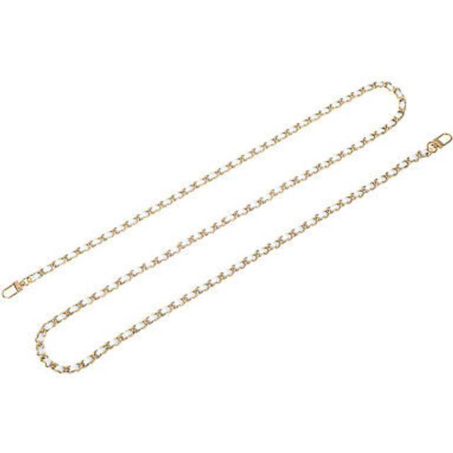 55" purse chain strap with buckles for shoulder and cross body (white + gold)