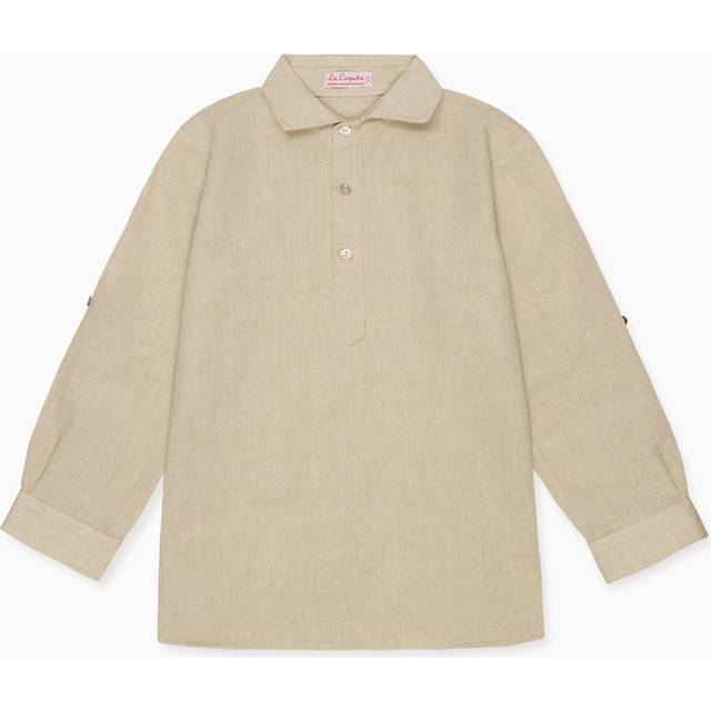 Oatmeal Miguel Cotton Long Sleeve Boy Shirt - 9Y