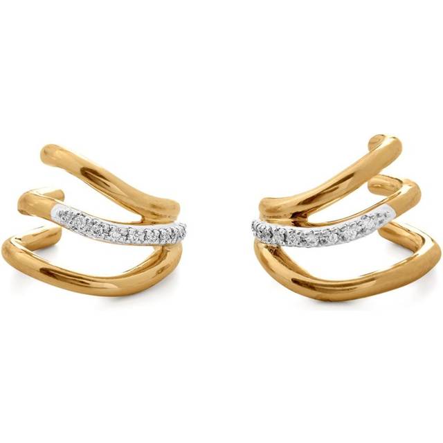 Monica Vinader - Riva huggie earrings - women - Diamond/18kt Gold Vermeil - One Size