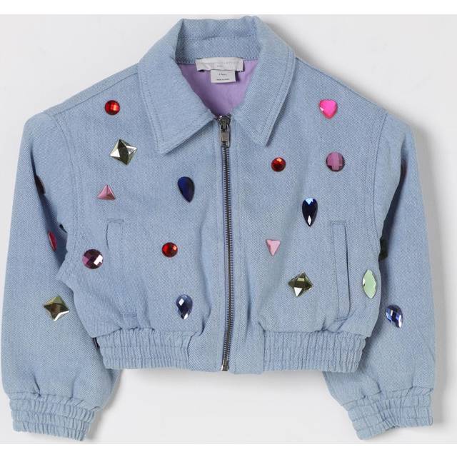 Stella McCartney, Light Jackets, unisex, Blue, 4 Y, Light Blue Denim Jacket with Gems