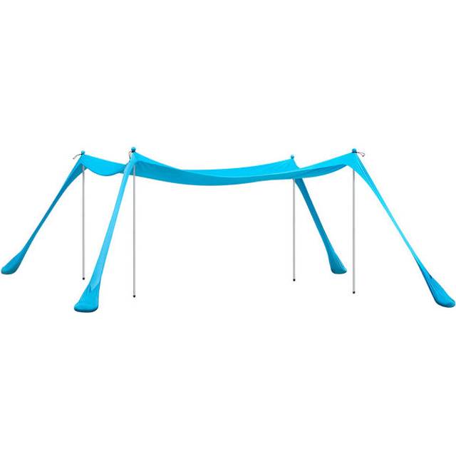 Sobuy - Beach Tent Sun Shelter Beach Shelter Canopy Portable Beach Sun Shade with 4 Aluminum Poles,OZT02-HB