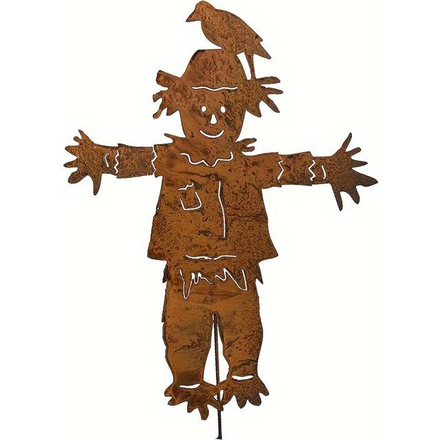 Scarecrows Garden Stake, Metal Yard Sign Fall Halloween Thanksgiving Outdoor Decoration Sculpture for Patio