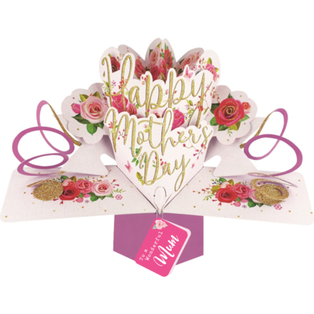 To A Wonderful Mum Happy Mother's Day Roses Pop Up Card 3D Greeting Cards