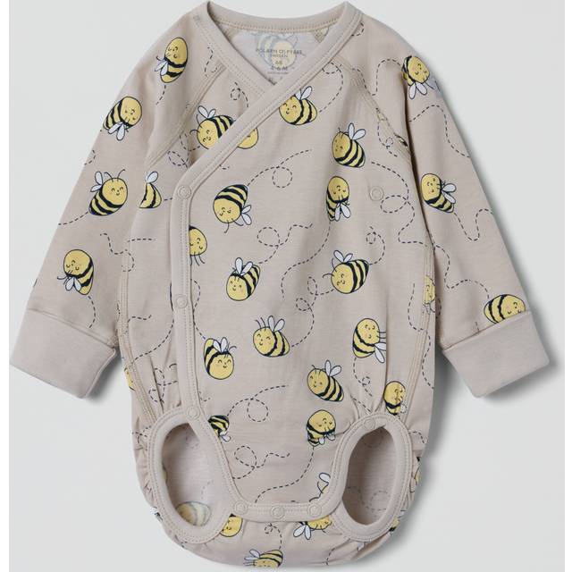 Polarn O. Pyret Baby Bee Wrap Bodysuit, Natural