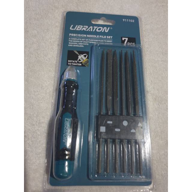LIBRATON Needle File Set Interchangeable  Small Files  Mini Files  Wood Files  Metal Files Set  6Pcs Steel Files with Handle for Precision Metal File