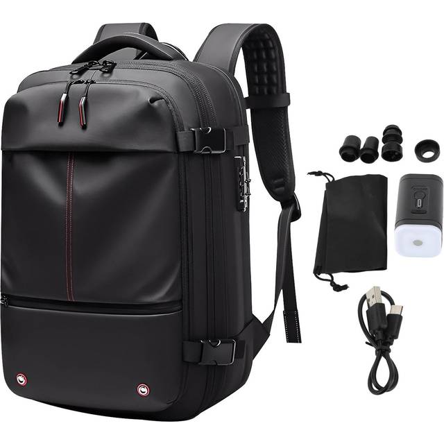 Vacuum Backpack 19 Inch Large Capacity Stylish Casual Waterproof Men Expandable Travel Backpack black
