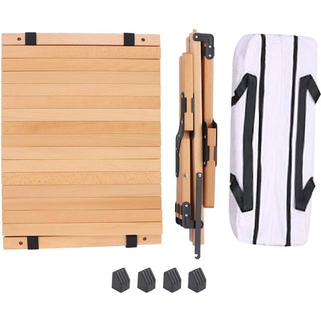 Wooden Camping Table Foldable Design Strong Wood Metal Stable Structure Portable Picnic Table for