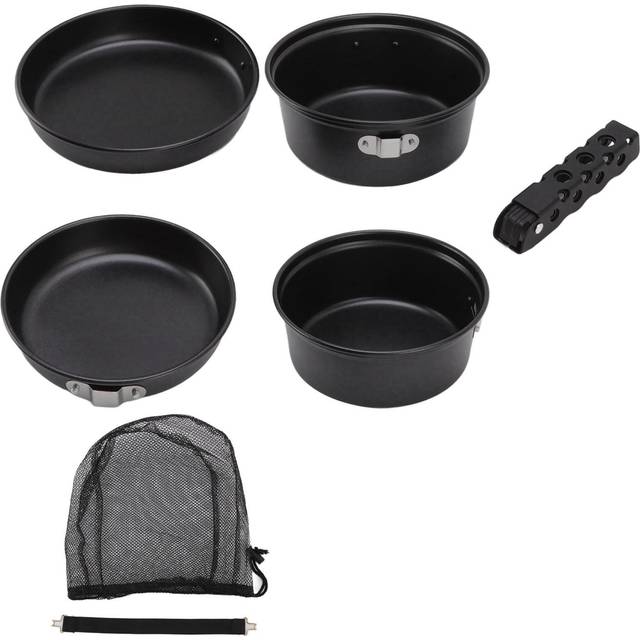 Camping Pot Pan Prevent Stick Coating Portable Aluminum Alloy Outdoor Cookware Set for Hiking L