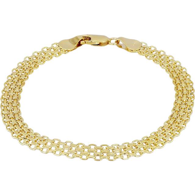IBB 18ct Yellow Gold Graduated Bismark Chain Bracelet, Gold
