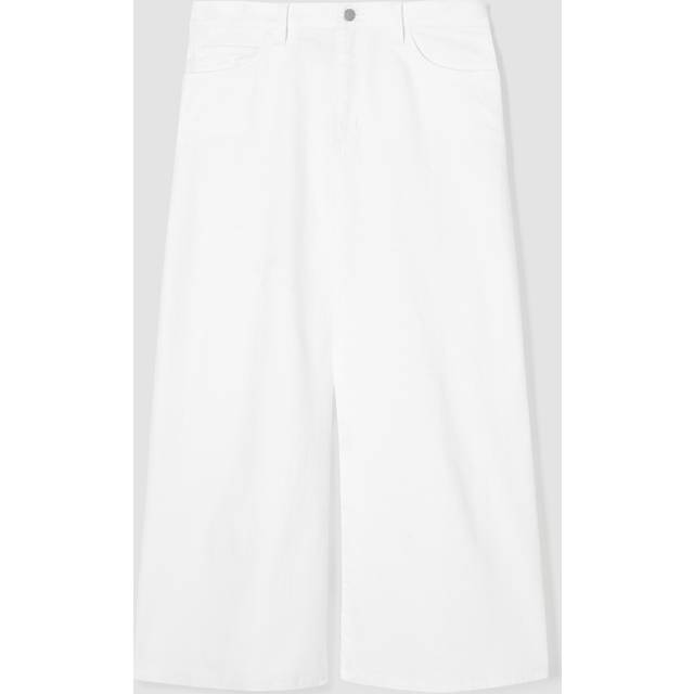 Organic Cotton Denim Midi Skirt - WHITE - Small