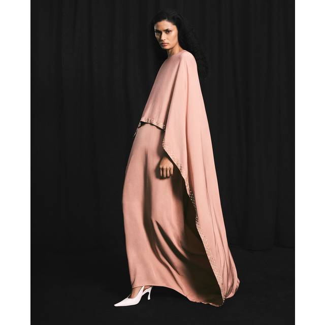 Stella McCartney - Cape-effect Crystal-embellished Crepe Gown - Pink - IT 46
