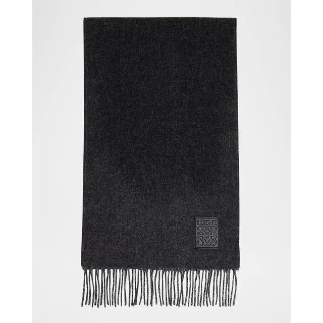 Anagram Logo Two-Tone Fringe Scarf - Black / Grey - Since its early beginnings, LOEWE has been strongly associated with leather craftsmanship. This reputation continues today with the Spanish label creating statement-making accessories to complete your looks.