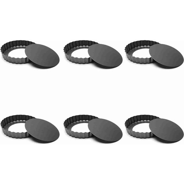 6Pcs 3in Quiche Pan Food Grade Prevents Sticking Carbon Steel Tart Pan with Removable Bottom for