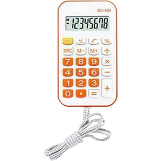 Pocket Calculator Mini Small Portable for Students School Office Supplies with Rope Orange orange