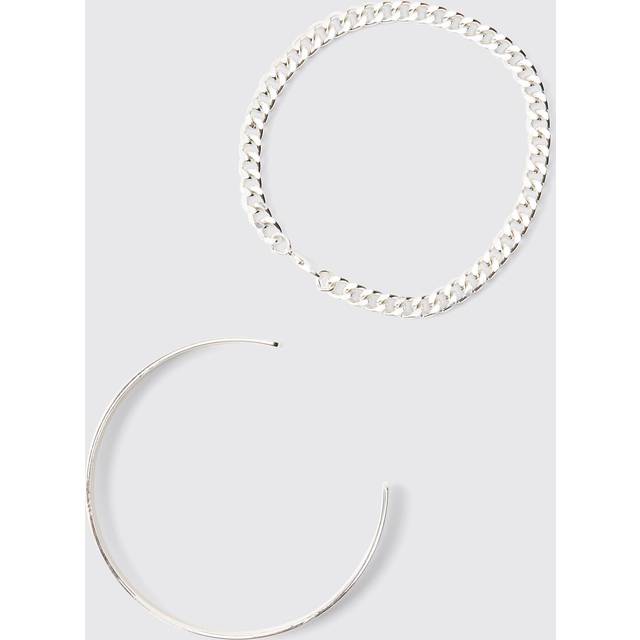 Cuff And Chain Bracelet - Grey - One Size