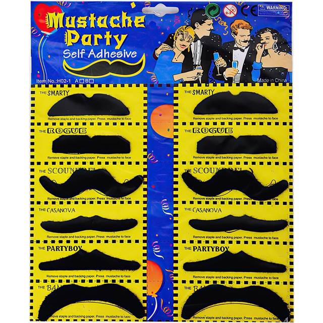 12 Self-Adhesive Fake Moustaches Stag Hen Party Dress Accessories