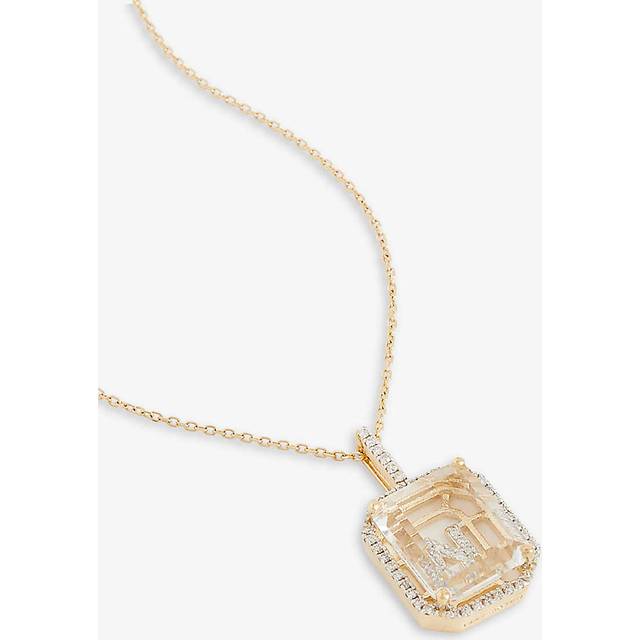 Mateo Womens 14k Yellow Gold Secret N 14ct Yellow-gold, 0.28ct Diamond and Quartz Pendant Necklace - 14K YELLOW GOLD