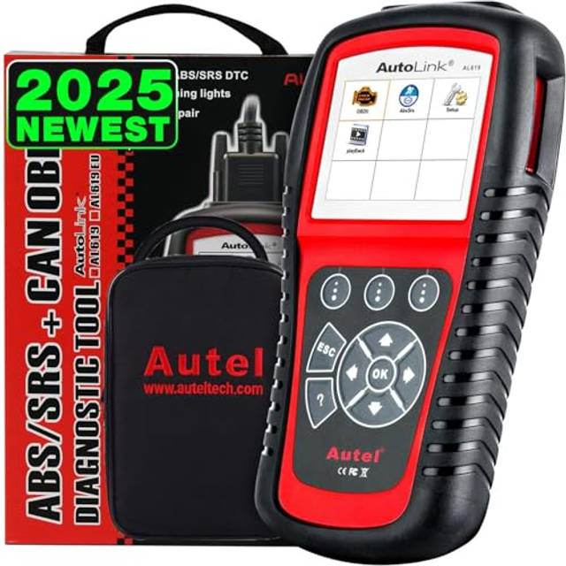 Autel Autolink AL619 OBD2-Skanner ABS SRS Krockkudde Varning Ljus Skanningsverktyg, Stäng av Kontrollera Motor Ljus bil Diagnostiskt Verktyg, Snabbtest Motor Systemkodläsare